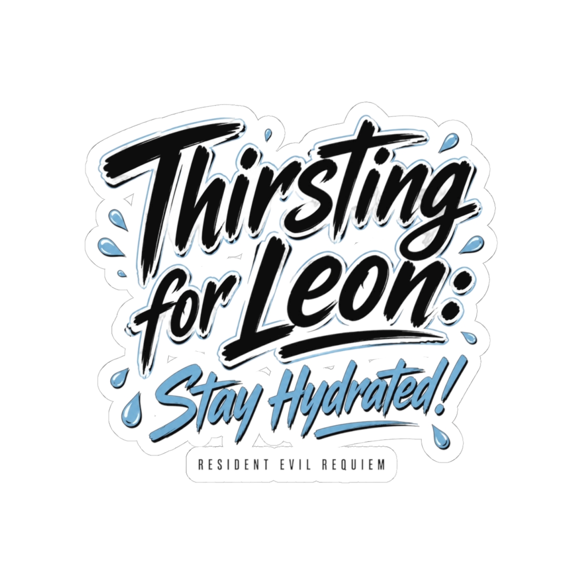 Resident Evil Requiem "Thirsting for Leon: Stay Hydrated!" Sticker - alternate angle 2, merchandise