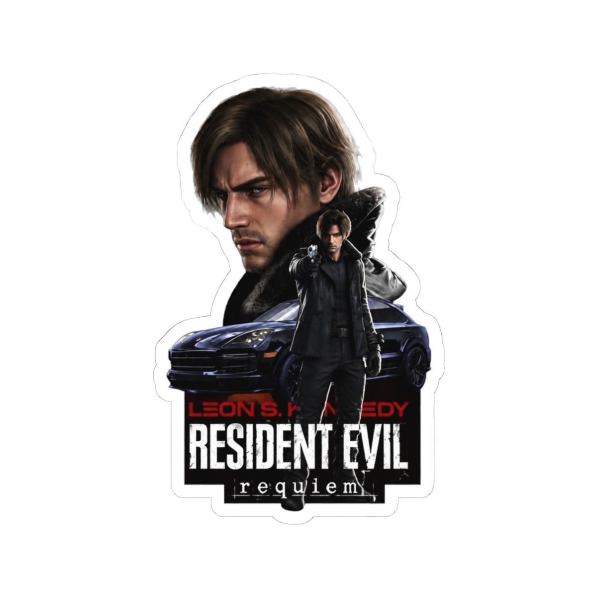 Leon The Chad Kennedy / Resident Evil Requiem / Fanart Sticker
